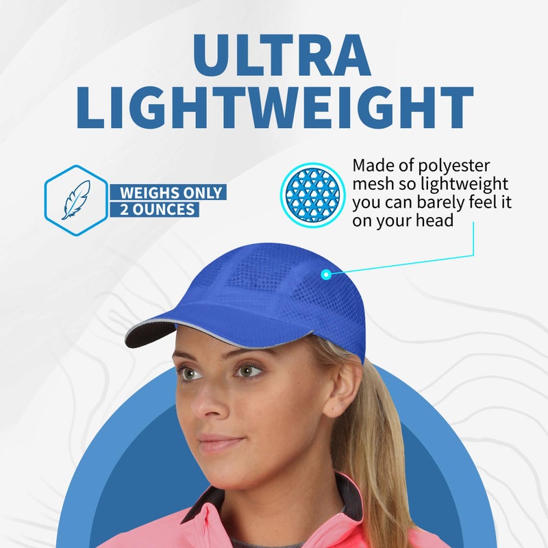 TrailHeads Women's Race Day Performance Running Cap, Lightweight & Quick Drying Mesh Sports Hat with Reflective Trim, Adjustable Fit - Cool Blue - Image 3
